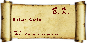 Balog Kazimir névjegykártya